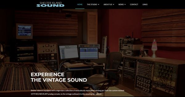 Recording studio interior for Shelter Island Sound Studios